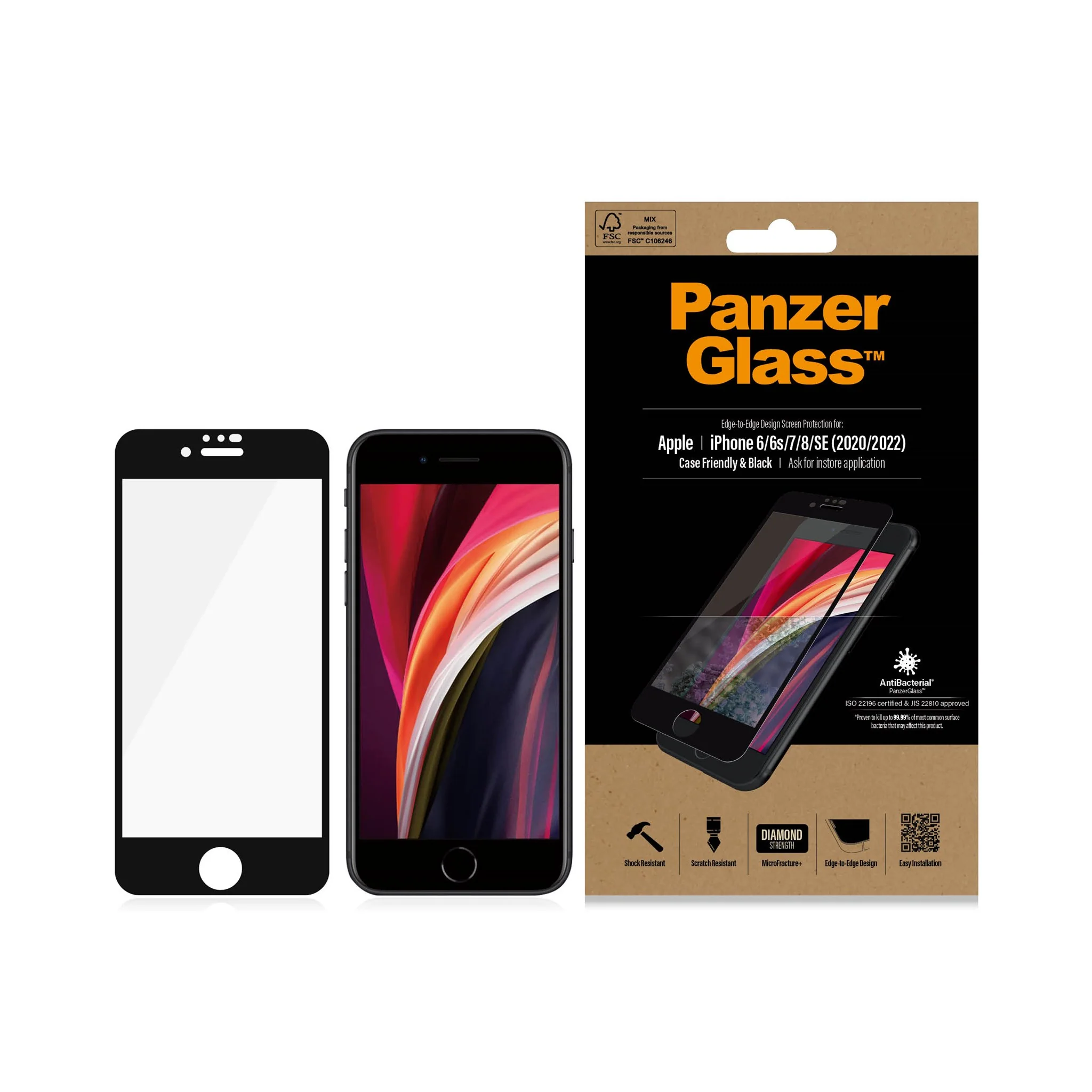 PanzerGlass® Skærmbeskyttelse iPhone 8 | 7 | 6s | 6 | SE (2020/2022) | Edge-to-Edge - Image 3