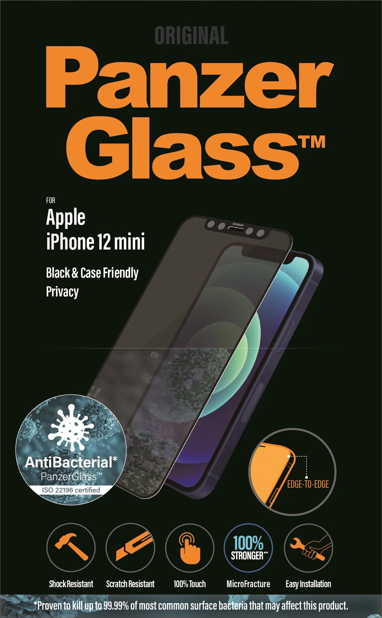 PanzerGlass® Privacy Skærmbeskyttelse iPhone 12 Mini | Edge-to-Edge - Image 3