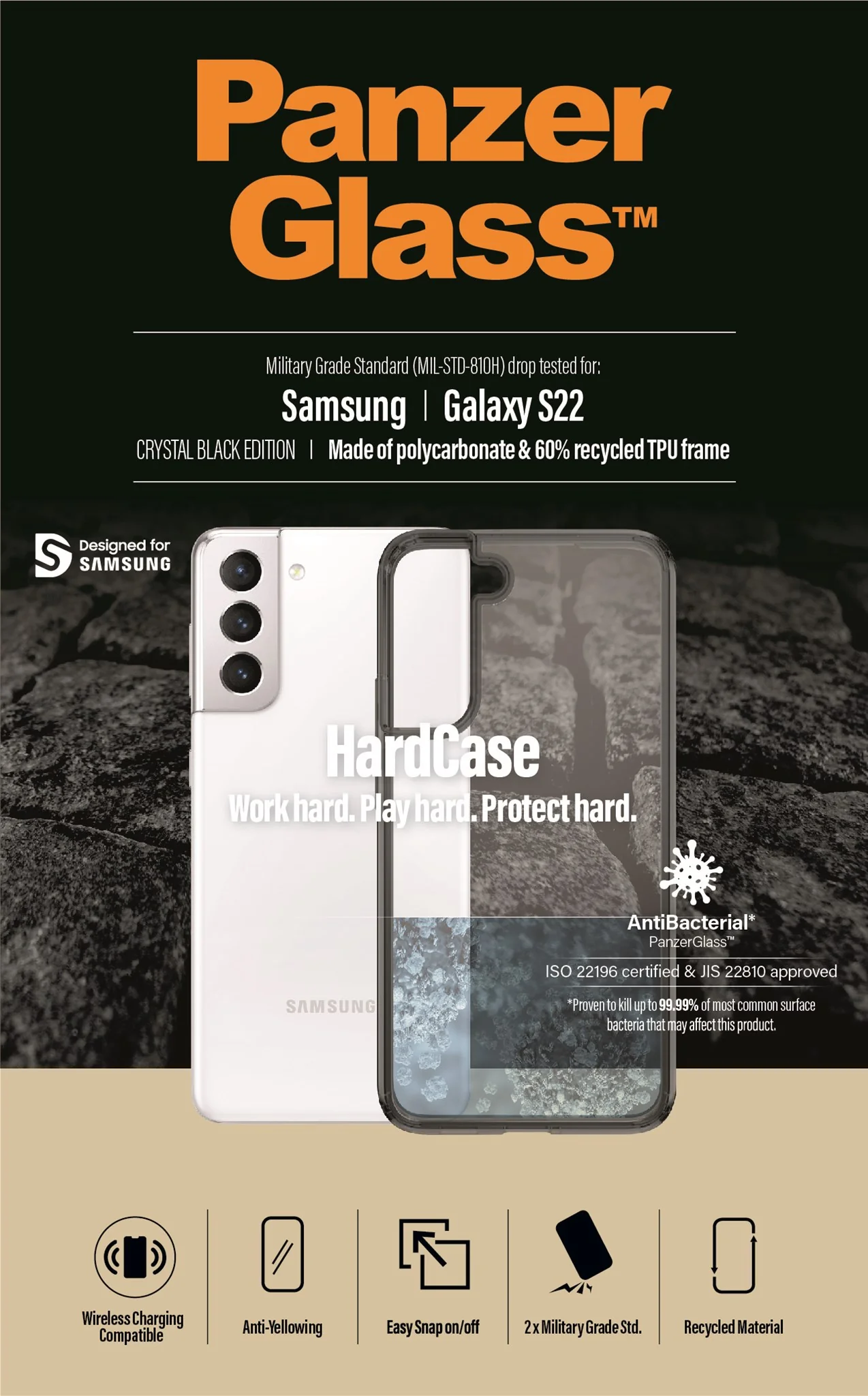 PanzerGlass® HardCase Samsung Galaxy S22 5G - Smokey Sort - Image 9