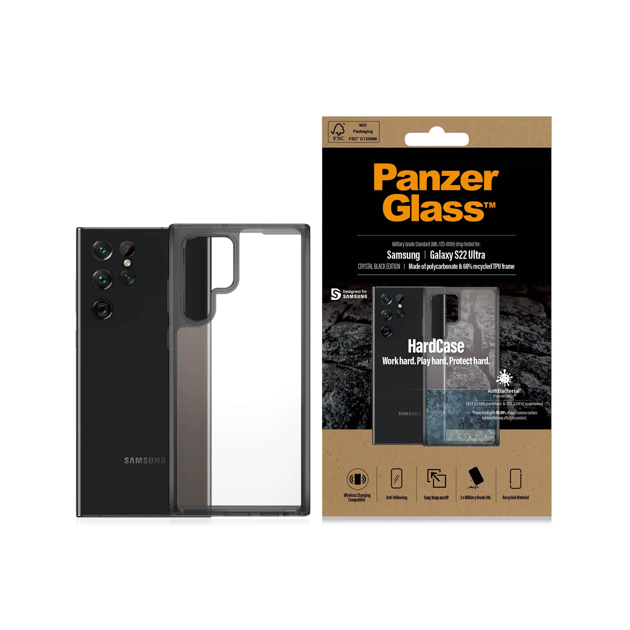PanzerGlass® HardCase Samsung Galaxy S22 Ultra 5G - Smokey Sort - Image 3